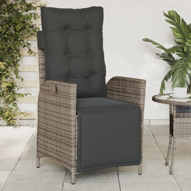 foto del prodotto sedia reclinabile da giardino con poggiapiedi grigia polyrattan vidaxl