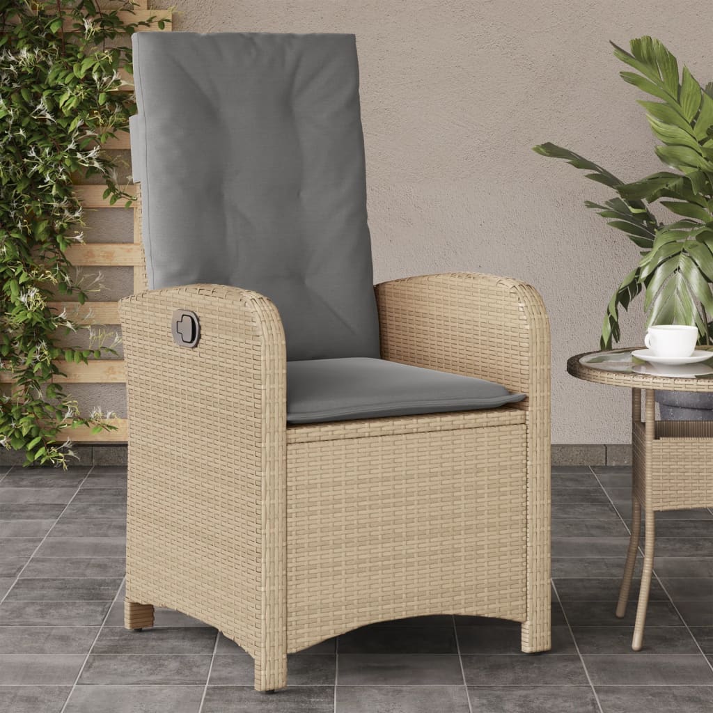 foto del prodotto sedia reclinabile giardino con cuscini beige misto polyrattancod mxl 88648