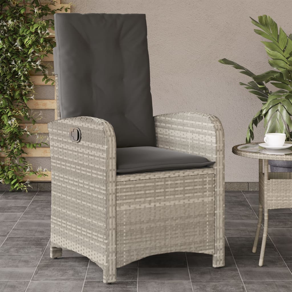 foto del prodotto sedia reclinabile giardino con cuscini grigio chiaro polyrattancod mxl 115094