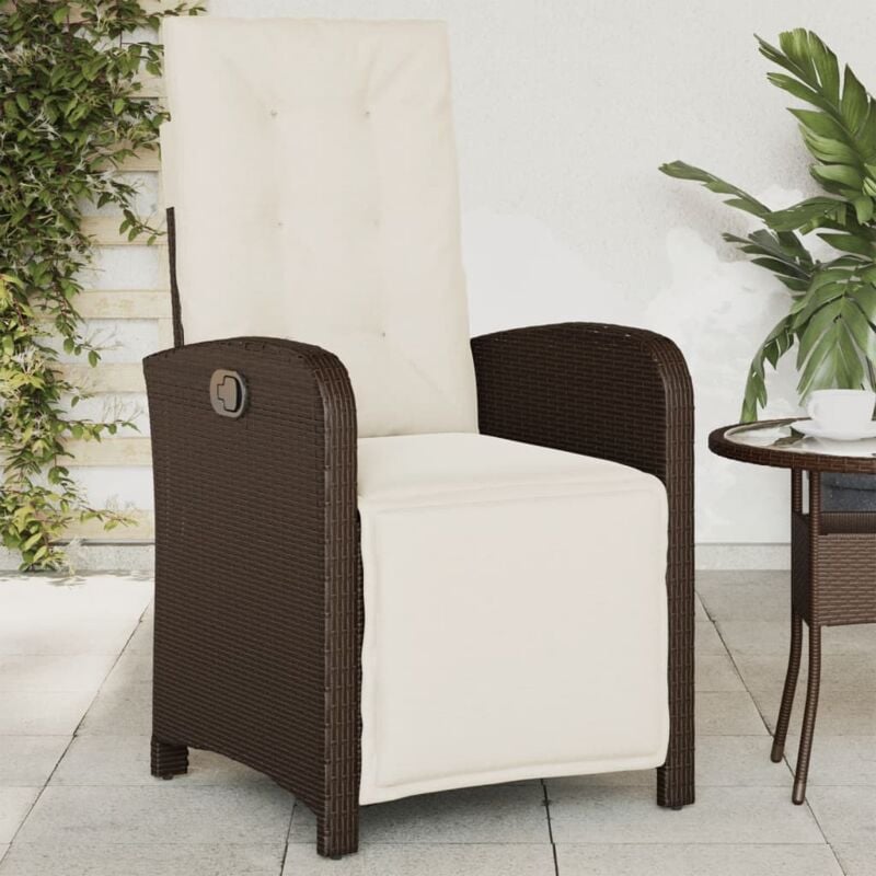 foto del prodotto sedia reclinabile giardino con poggiapiedi marrone polyrattancod mxl 91131