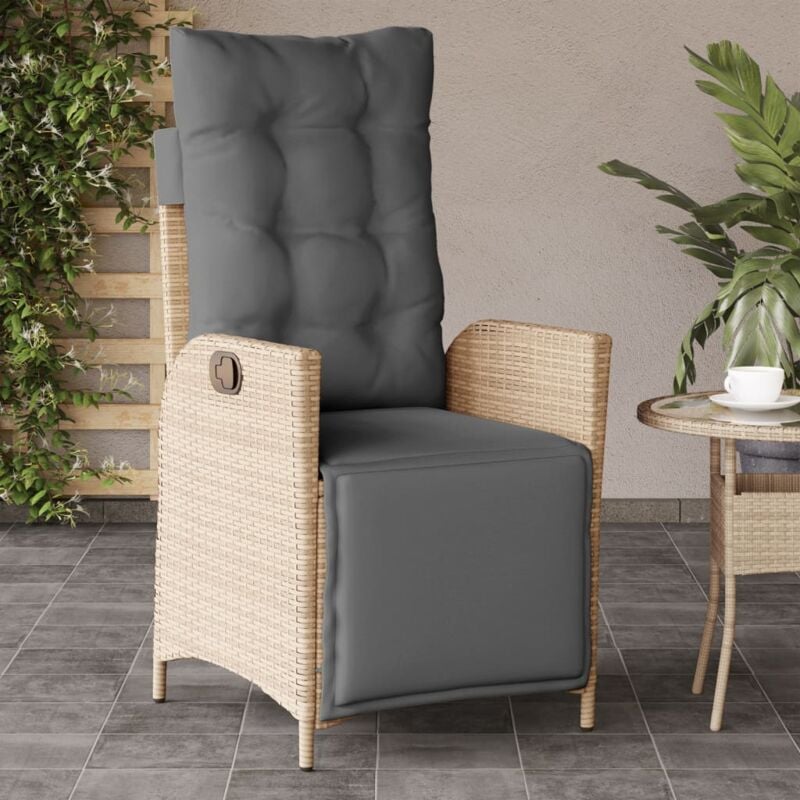 foto del prodotto sedia reclinabile giardino e poggiapiedi beige misto polyrattan vidaxl