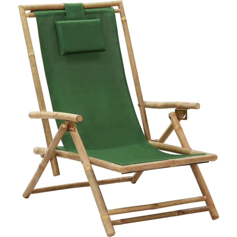 foto del prodotto sedia reclinabile relax verde in bamb e tessuto