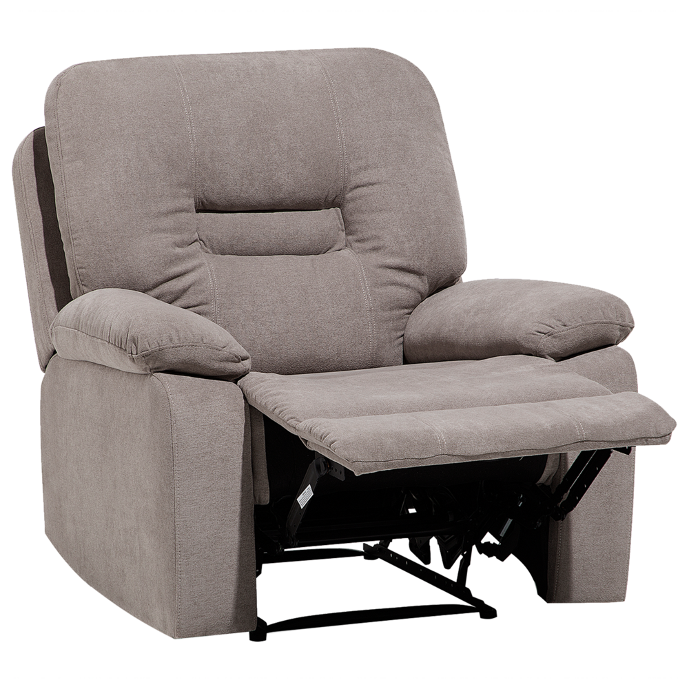 foto del prodotto sedia reclinabile taupe beige push back schienale e poggiapiedi regolabili manualmente