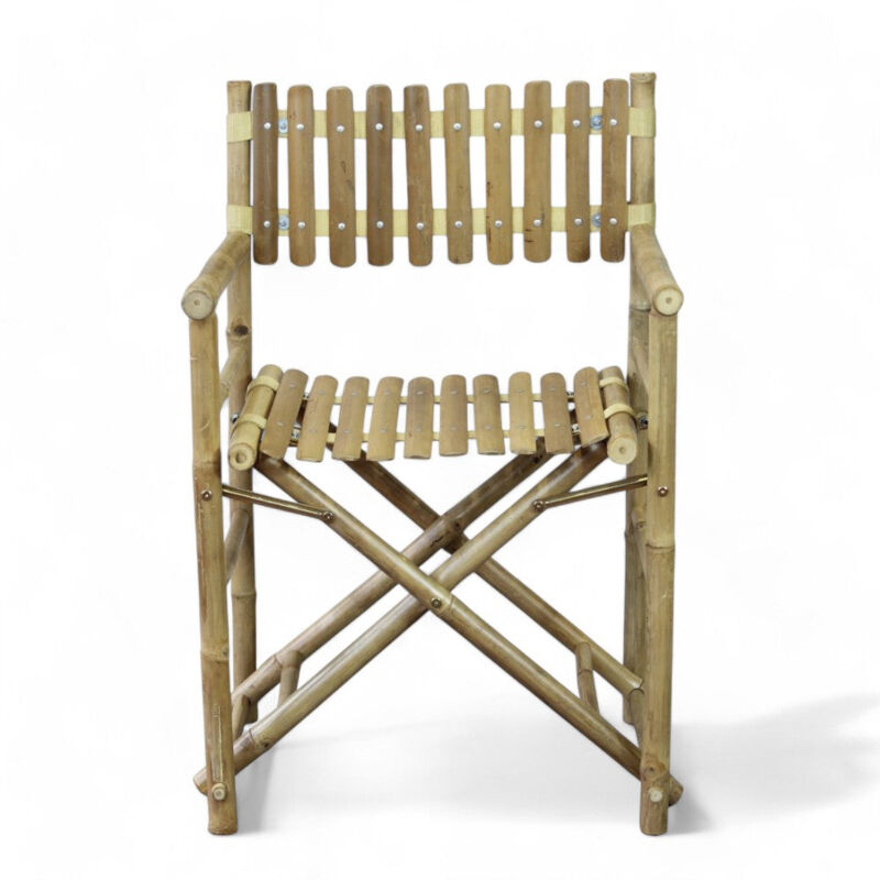 foto del prodotto sedia regista marrone in legno bamboo 60x44xh88