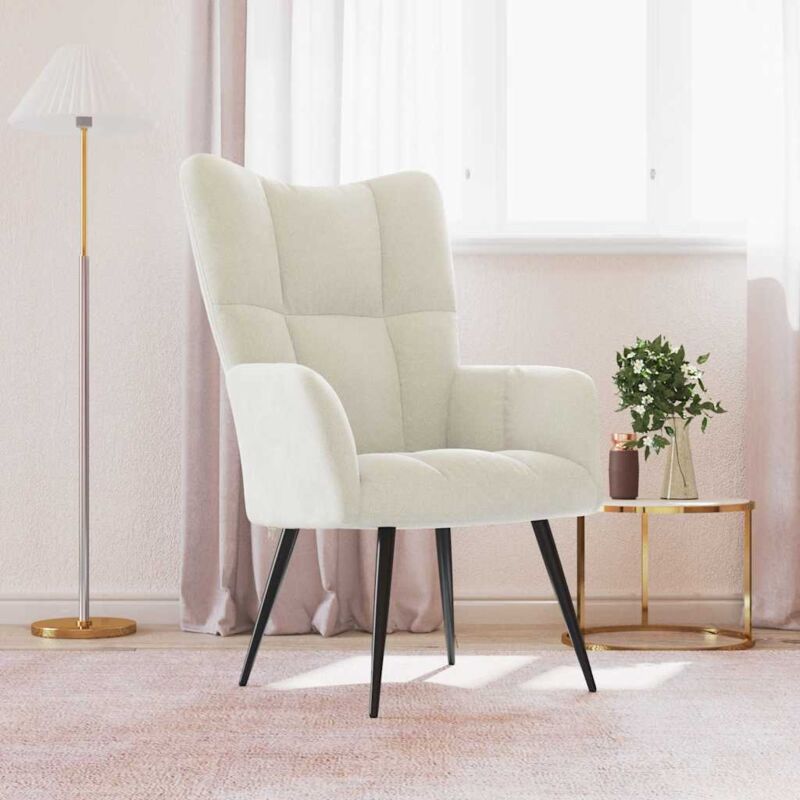 foto del prodotto sedia relax bianco crema velluto vidaxl