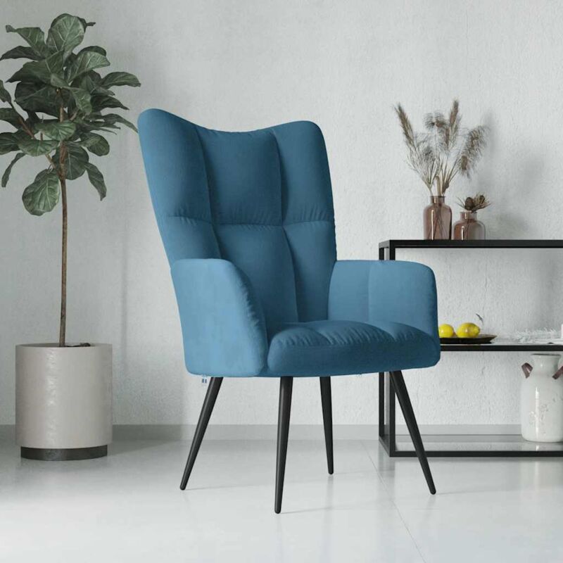 foto del prodotto sedia relax blu in velluto vidaxl