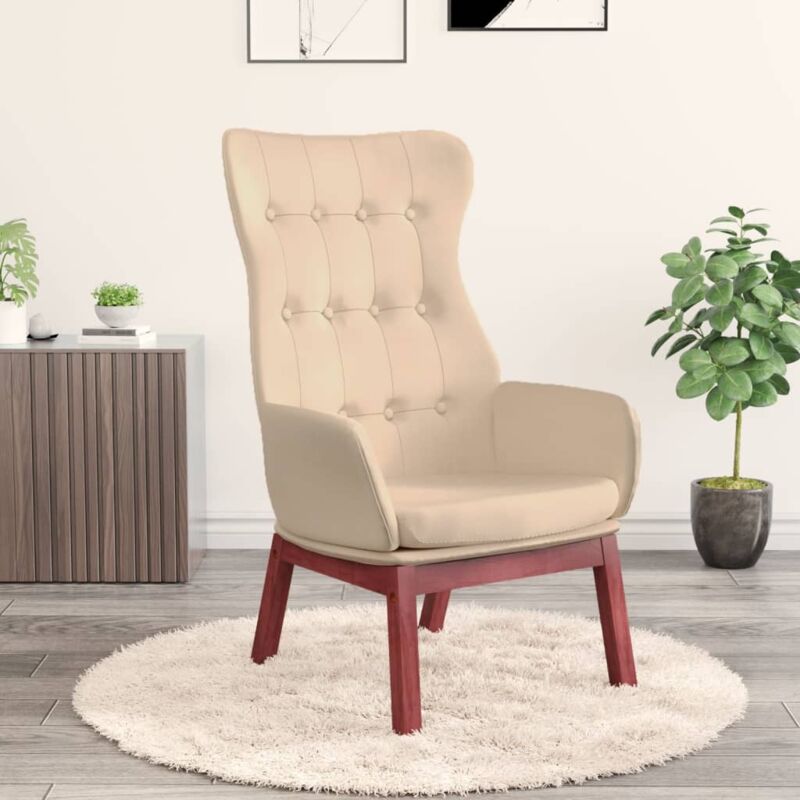foto del prodotto sedia relax crema in tessuto vidaxl 165838