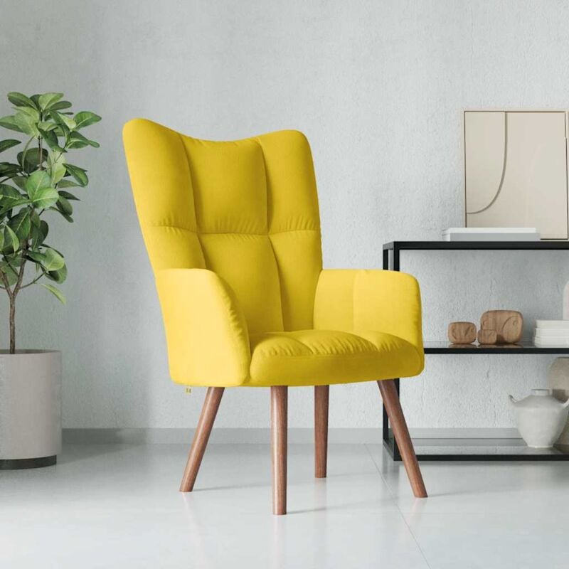 foto del prodotto sedia relax giallo senape in velluto vidaxl