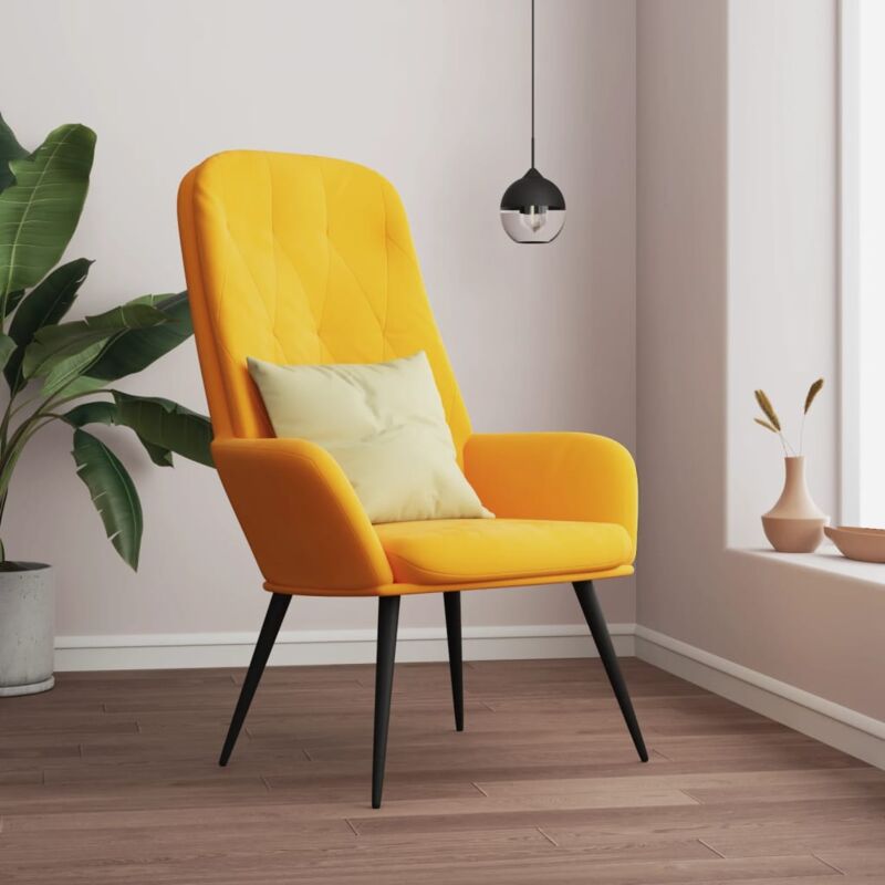 foto del prodotto sedia relax giallo senape in velluto vidaxl