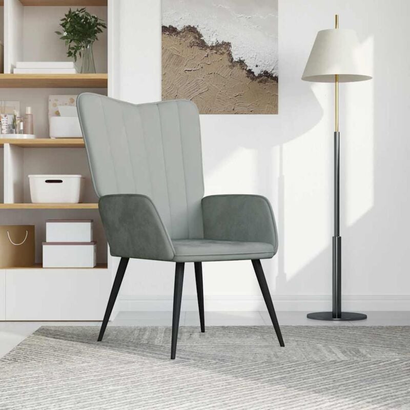 foto del prodotto sedia relax grigio chiaro in velluto vidaxl