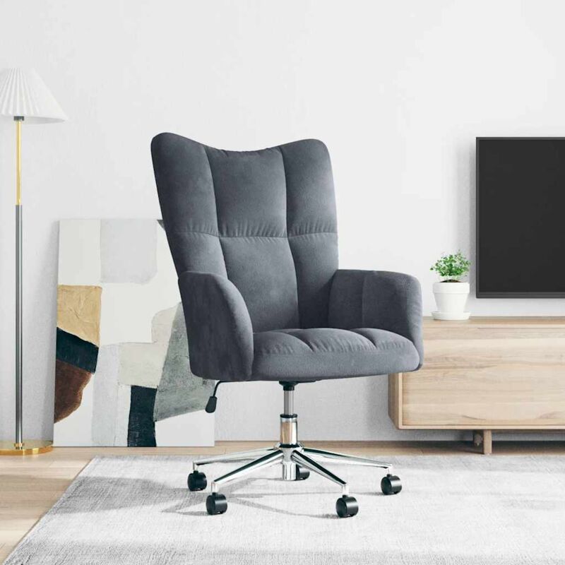 foto del prodotto sedia relax grigio scuro in velluto vidaxl