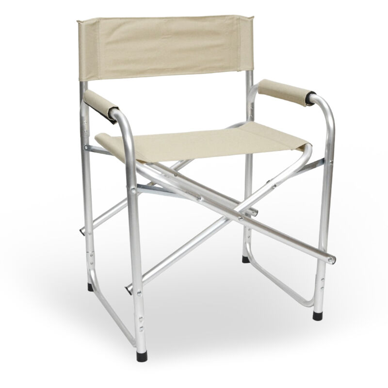 foto del prodotto sedia relax pieghevole regista in alluminio con rivestimento in textilene beige