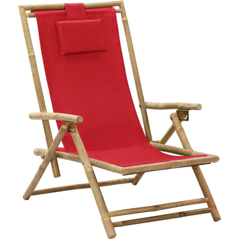 foto del prodotto sedia relax reclinabile rossa in bamb e tessuto vidaxl