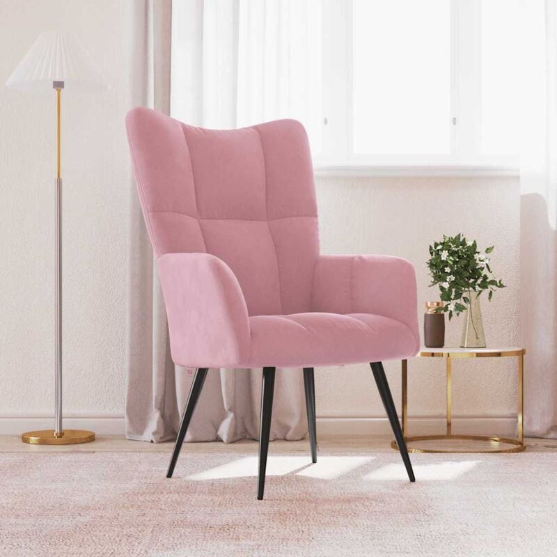 foto del prodotto sedia relax rosa in velluto vidaxl