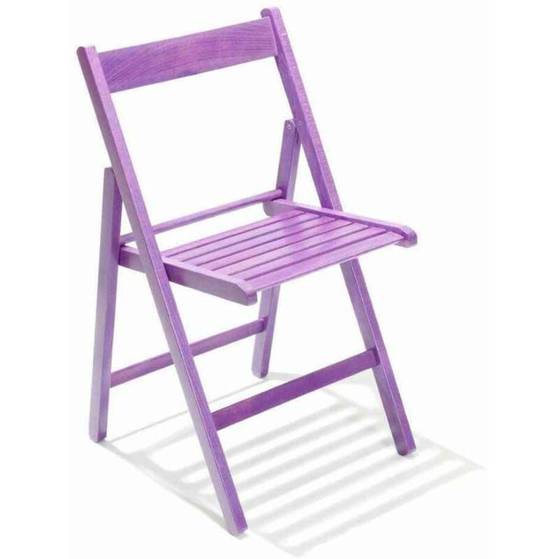foto del prodotto sedia richiudibile salvaspazio in legno di faggio color viola