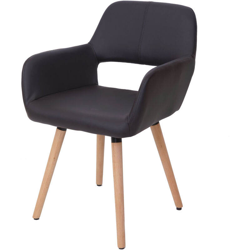 foto del prodotto sedia sala da pranzo soggiorno cucina hhg 428 ii design retro legno ecopelle marrone