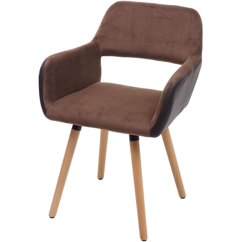 foto del prodotto sedia sala da pranzo soggiorno cucina hhg 428 ii design retro legno ecopelle velluto marrone