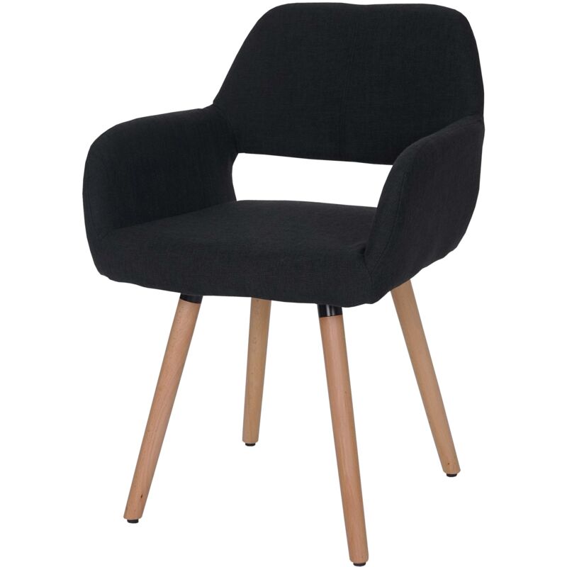 foto del prodotto sedia sala da pranzo soggiorno cucina hhg 428 ii design retro legno tessuto nero