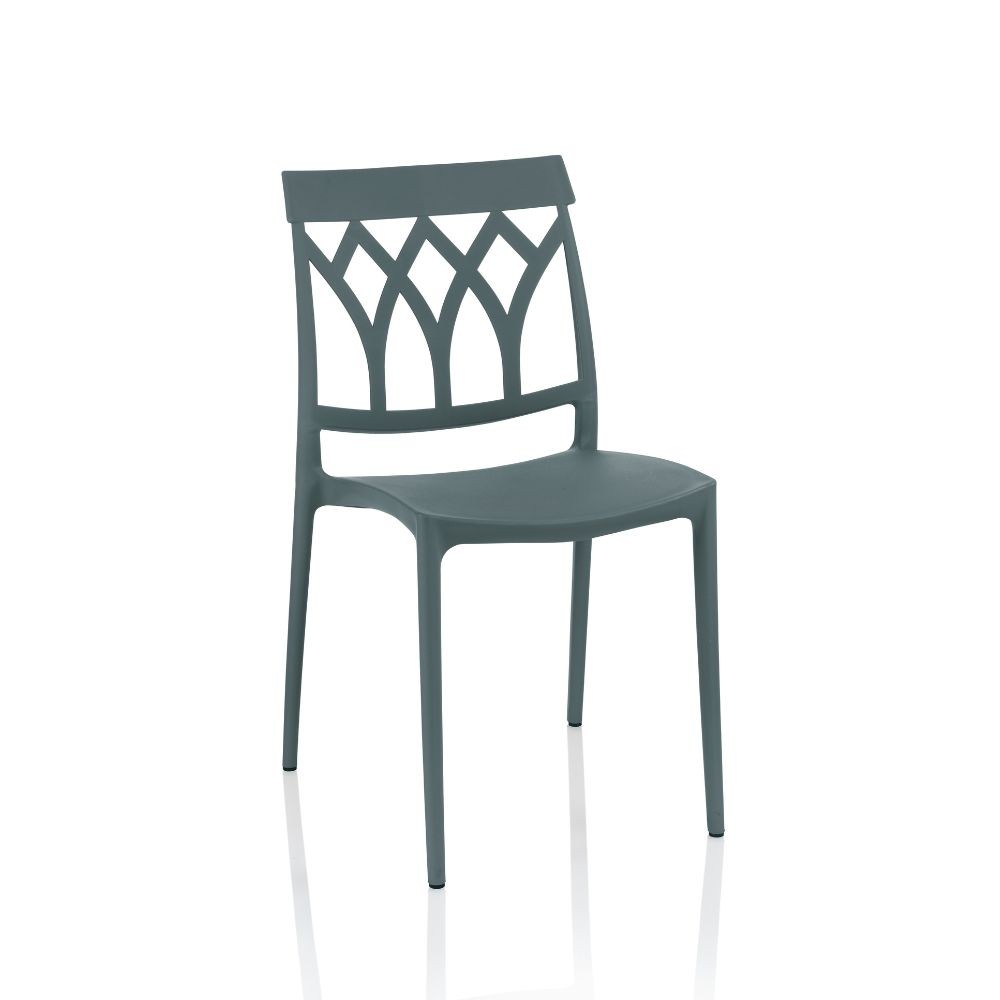 foto del prodotto sedia salim polipropilene grigio metal schienale disegno geometrico