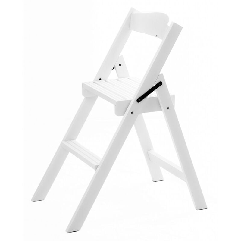 foto del prodotto sedia scala pieghevole 51x41xh75 cm in legno faggio massello bianco laccato