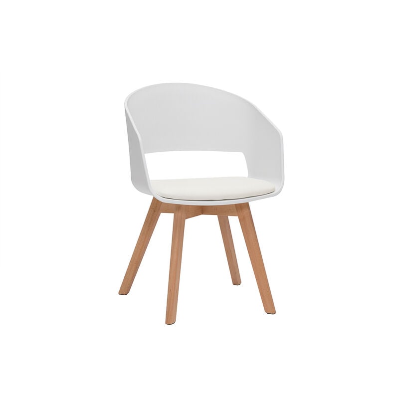 foto del prodotto sedia scandinava bianco e legno chiaro prisma