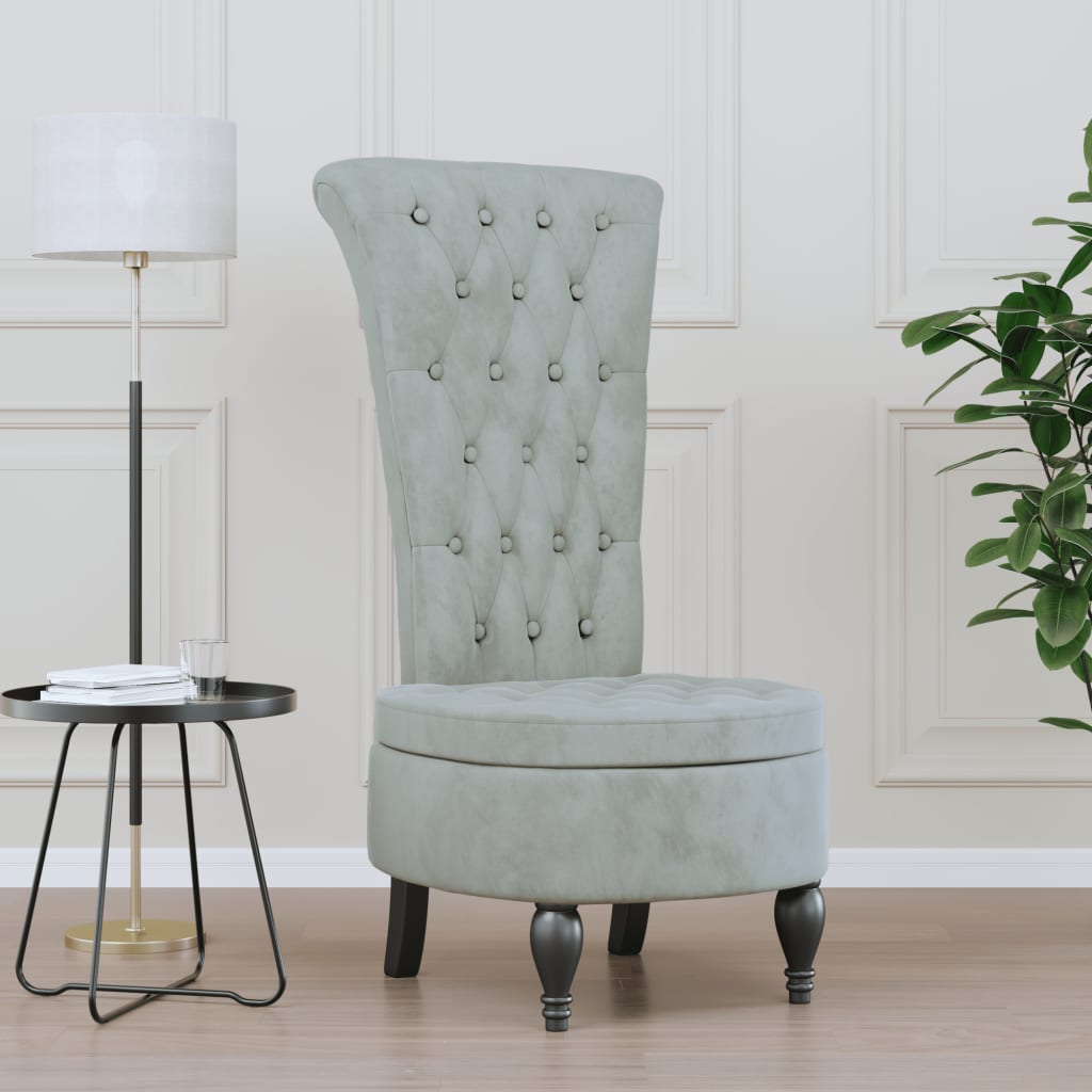 foto del prodotto sedia schienale alto design con bottoni velluto grigio chiarocod mxl 79983