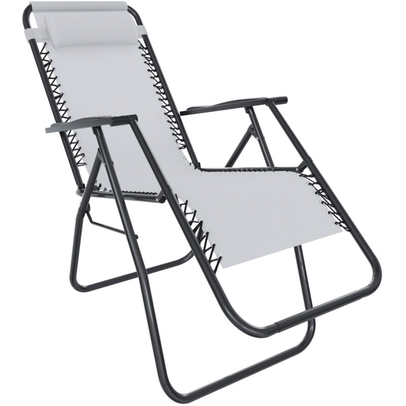 foto del prodotto sedia sdraio a gravità zero da giardino poggiatesta regolabile sedia pieghevole oscillante ergonomica traspirante zero gravity da esterno piscina mare portata massima 120 kg (bianco)