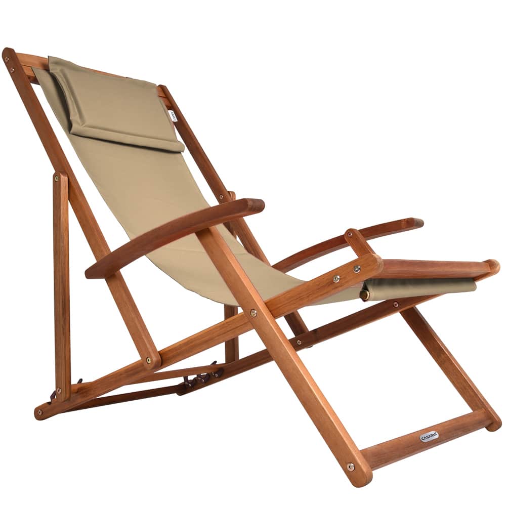 foto del prodotto sedia sdraio beige legno di acacia 60x94x94cm