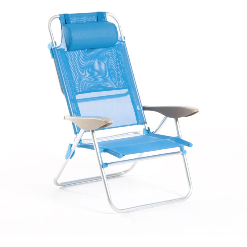 foto del prodotto sedia sdraio con braccioli pieghevole 66x59x77 cm in alluminio malib s azzurro
