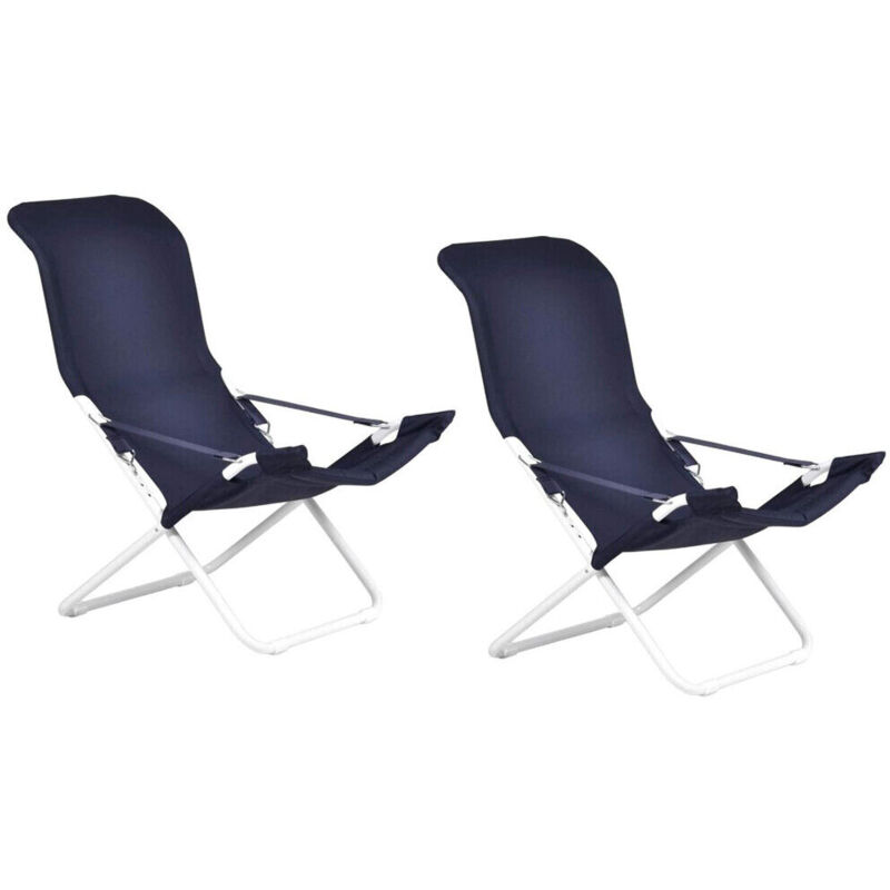 foto del prodotto sedia sdraio fiam fiesta telaio acciaio bianco con telo in blu 127pe bsbl x 2