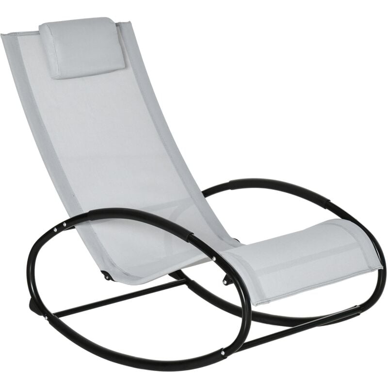 foto del prodotto sedia sdraio zero gravity a dondolo 105x62x88 cm in in acciaio e tessuto grigio