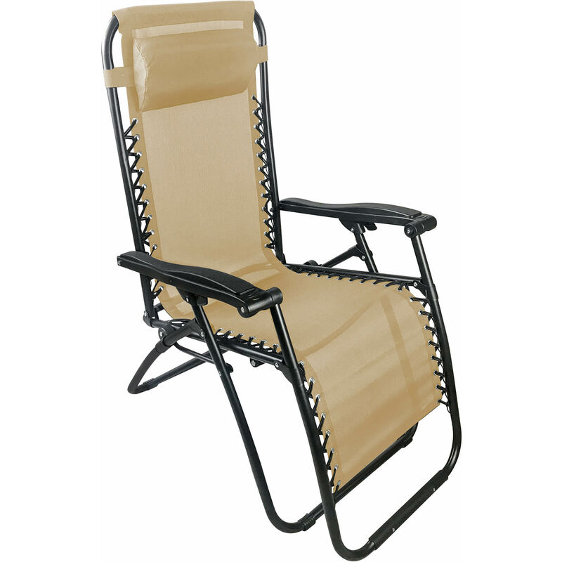 foto del prodotto sedia sdraio zero gravity reclinabile pieghevole in acciaio e textilene siesta beige