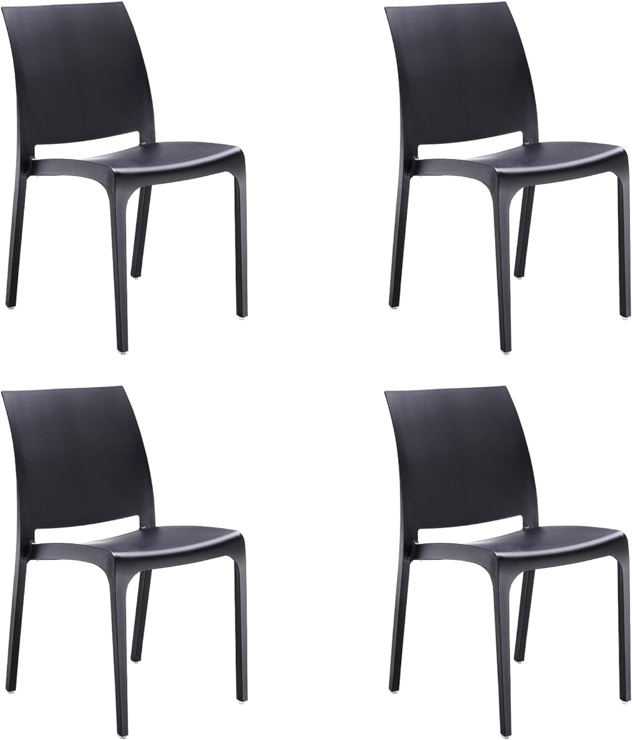 foto del prodotto sedia set 4 pz in resina impilabile made in italy design per interno esterno sofia nera