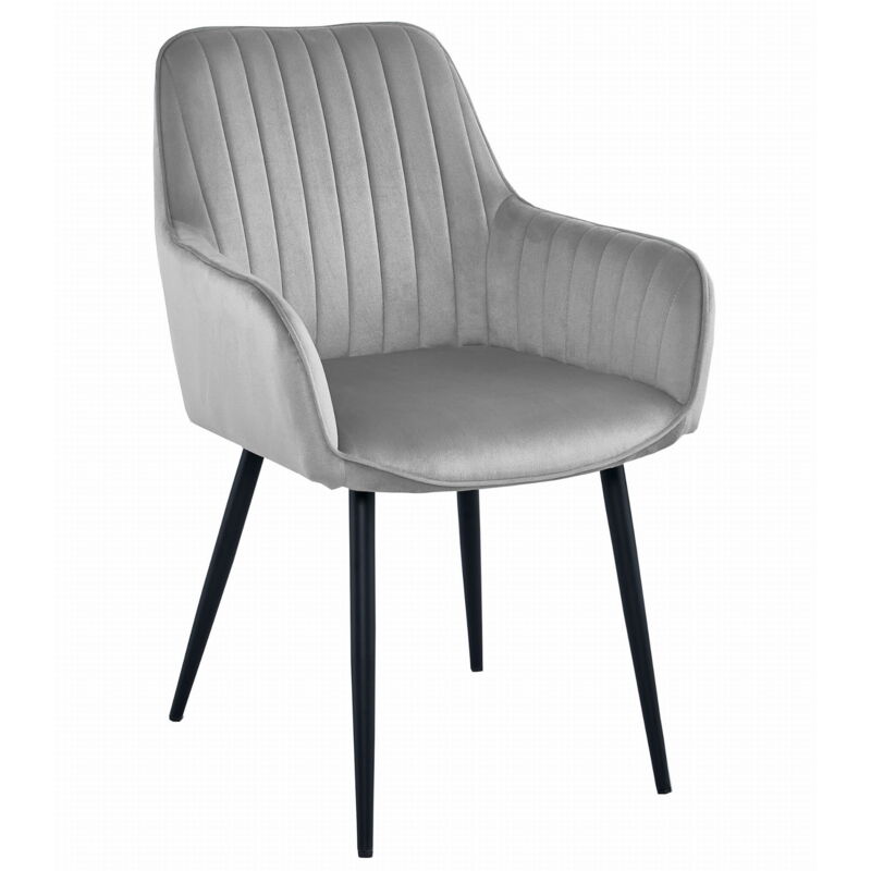 foto del prodotto sedia solden velluto grigio argento gambe nere x 1