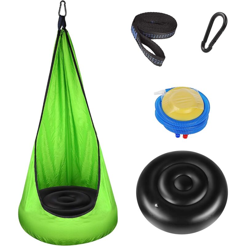 foto del prodotto sedia sospesa con amaca per bambini, grazioso sedile sospeso con cuscino d aria in pvc, borsa sospesa come grotta per coccole o attrezzo fitness per