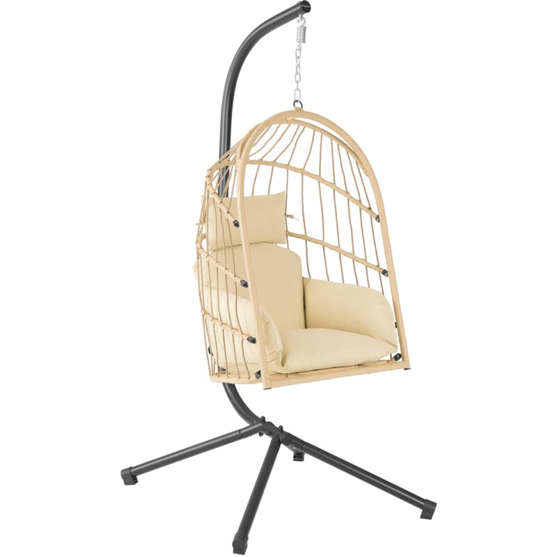 foto del prodotto sedia sospesa con sostegno crema poltrona ergonomica con poltrona e cuscino hinhocker