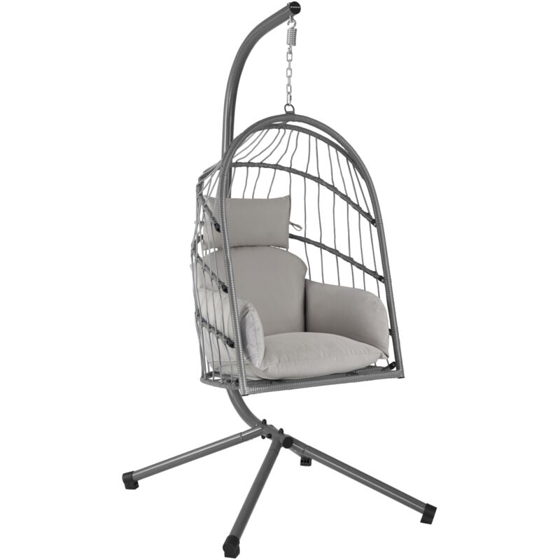 foto del prodotto sedia sospesa con sostegno grigio poltrona ergonomica con poltrona e cuscino hinhocker