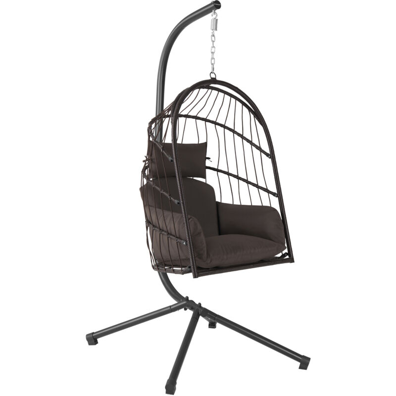 foto del prodotto sedia sospesa con sostegno marrone poltrona ergonomica con poltrona e cuscino hinhocker