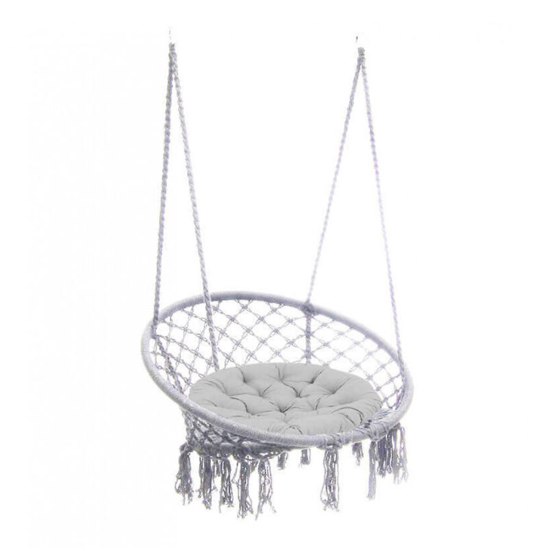 immagine 0 del prodotto sedia sospesa rotonda con cuscino in metallo cm 80x80x120 lorenne colore grigio chiaro