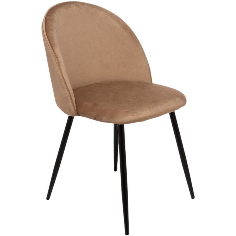 foto del prodotto sedia stinson, poltrona rivestita in velluto, sedia da pranzo imbottita, seduta per riunioni, 51x54h82 cm, sabbia, con imballo rinforzato dmora