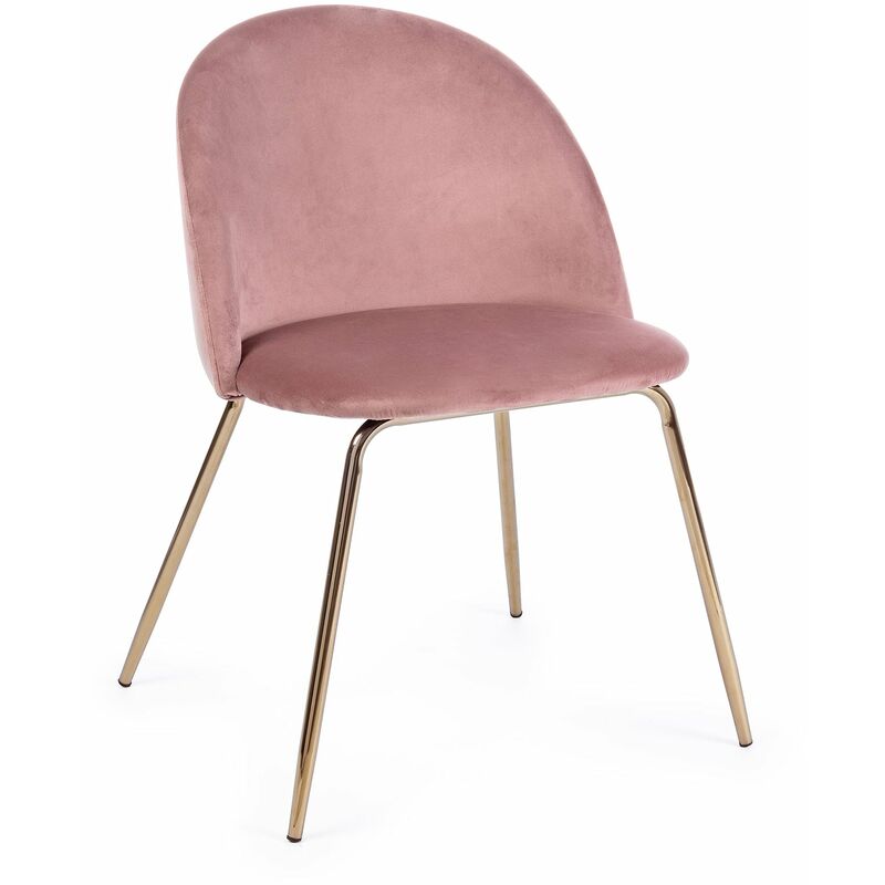 foto del prodotto sedia tanya in velluto rosa anticato e gambe ottone h 77 cm arredamento moderno confezione da 1 pezzo