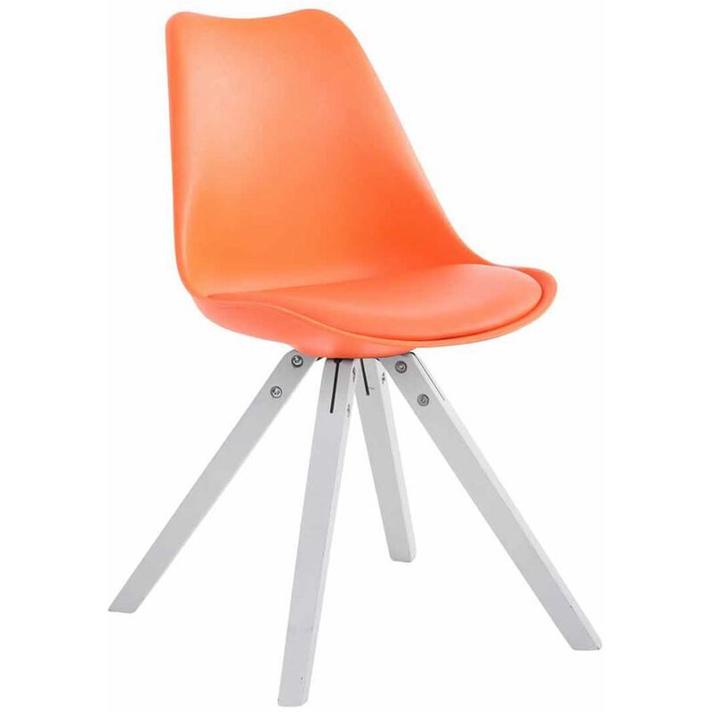 foto del prodotto sedia toulouse in similpelle gambe quadrate arancione bianco