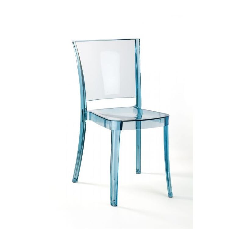 foto del prodotto sedia trasparente in policarbonato traslucido colorato ambra azzurro lucienne colore azzurro, opzioni 2 scelta