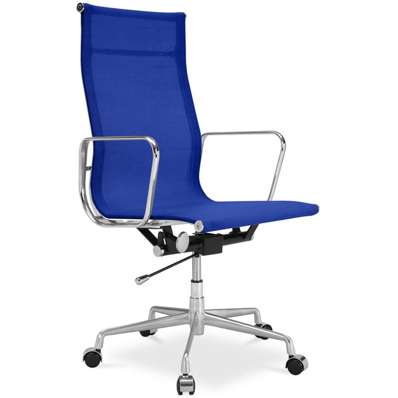 foto del prodotto sedia ufficio aluminium group t9 tessuto ruote blu scuro