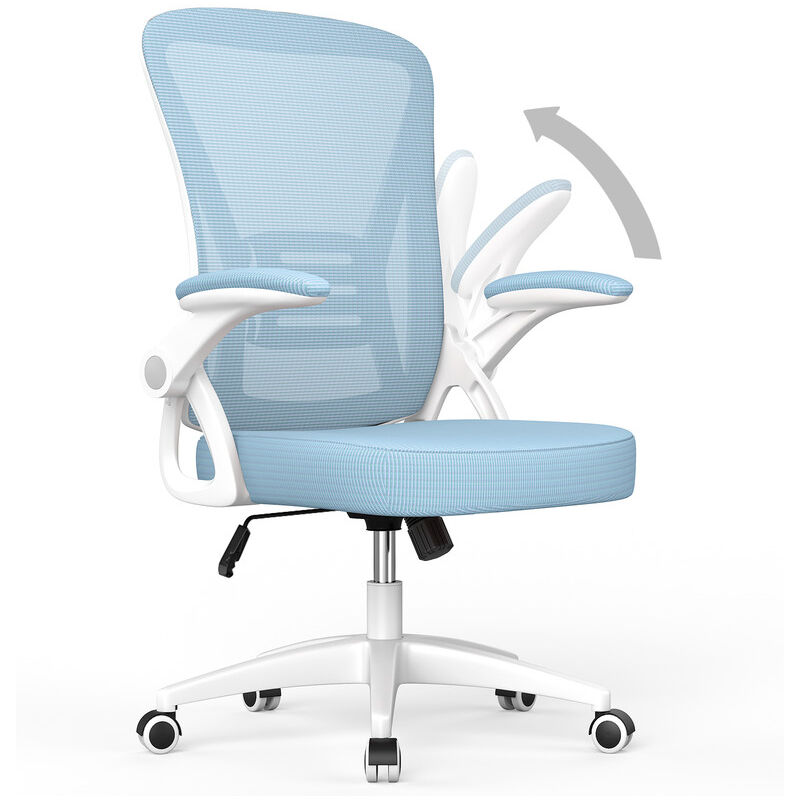 foto del prodotto sedia ufficio bracciolo regolabile, naspaluro poltrona ergonomica in rete traspirante con supporto lombare, schienale reclinabile e altezza