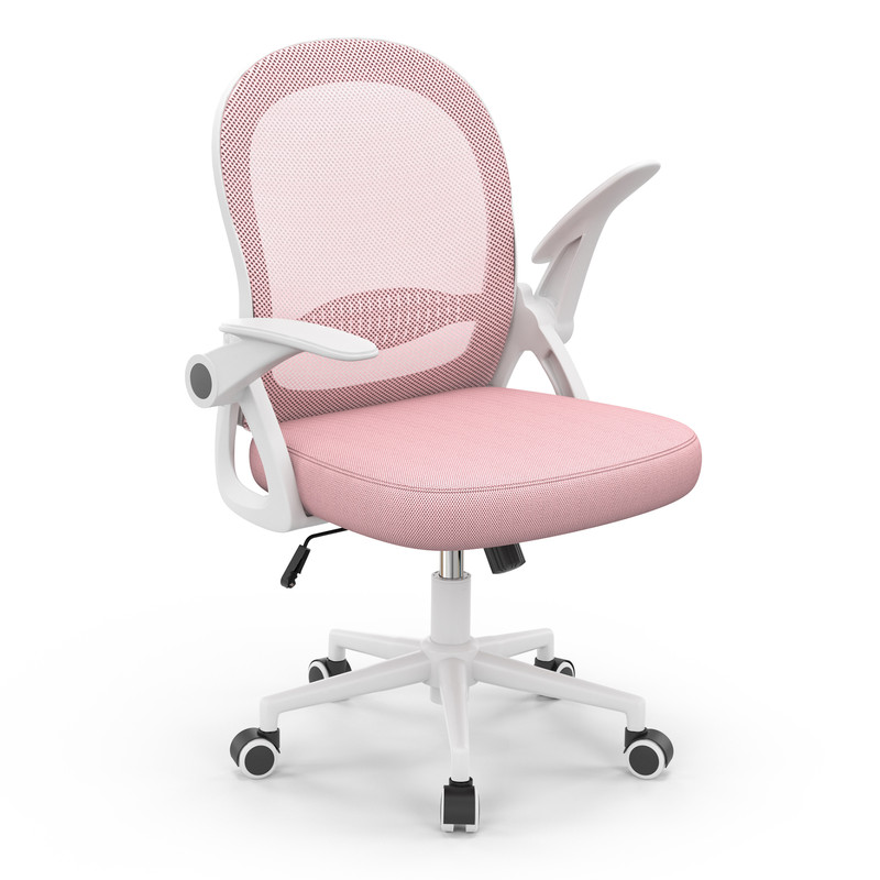 foto del prodotto sedia ufficio con supporto lombare rattantree sedia ufficio da scrivania ergonomica braccioli 90 regolabile rosa