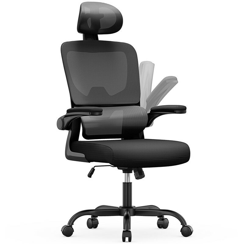 foto del prodotto sedia ufficio ergonomica bigzzia poltrona ufficio con supporto lombare adattivo schienale reclinabile e altezza regolabile sedia scrivania con