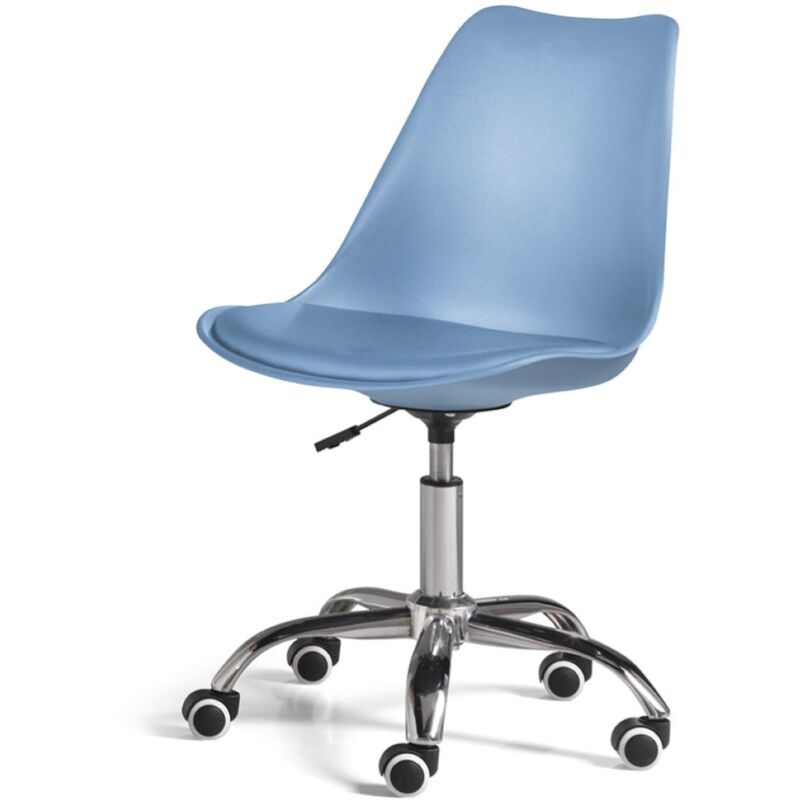 foto del prodotto sedia ufficio in polipropilene con seduta ecopelle base metallo carla blu