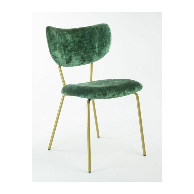 foto del prodotto sedia velluto imbottita design moderno alta qualit made in italy telaio metallo oro velluto pregiato 5 colori suri colore velluto verde telaio