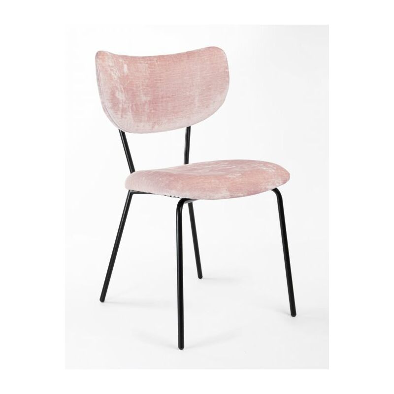 foto del prodotto sedia velluto imbottita design moderno qualit made in italy telaio metallo nero velluto pregiato 5 colori suri colore velluto rosa telaio nero